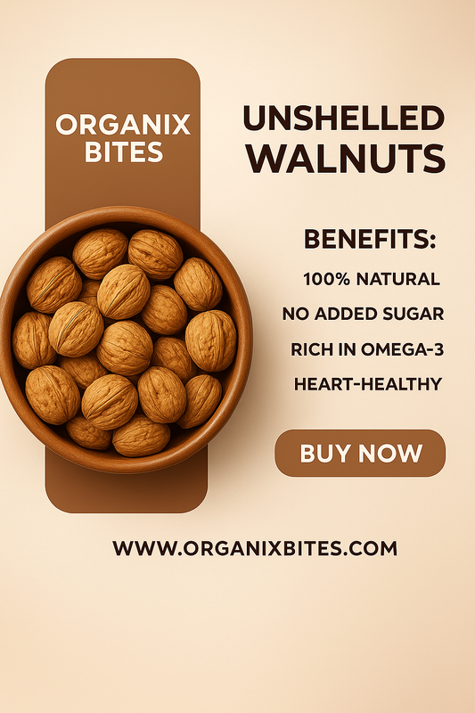 Organix Bites | Premium Unshelled Walnuts – Whole Natural Akhrot with Shell